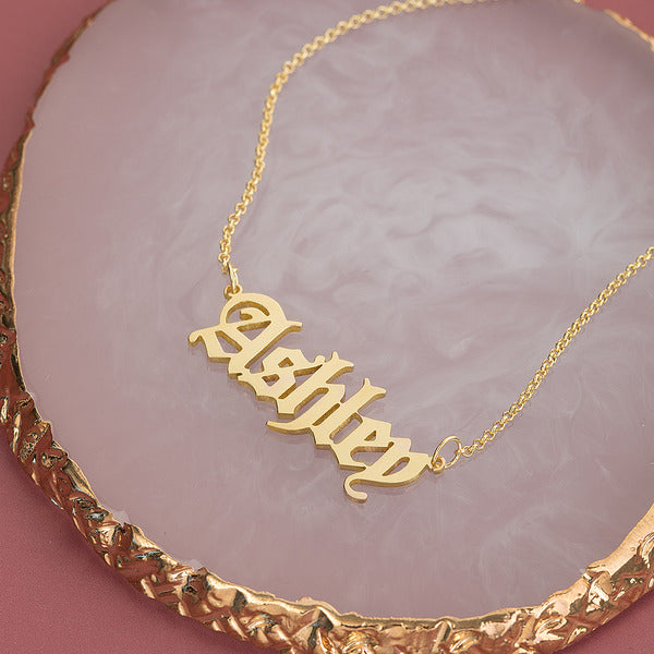 Old English Personalised Name Necklace - 18k Gold Plated