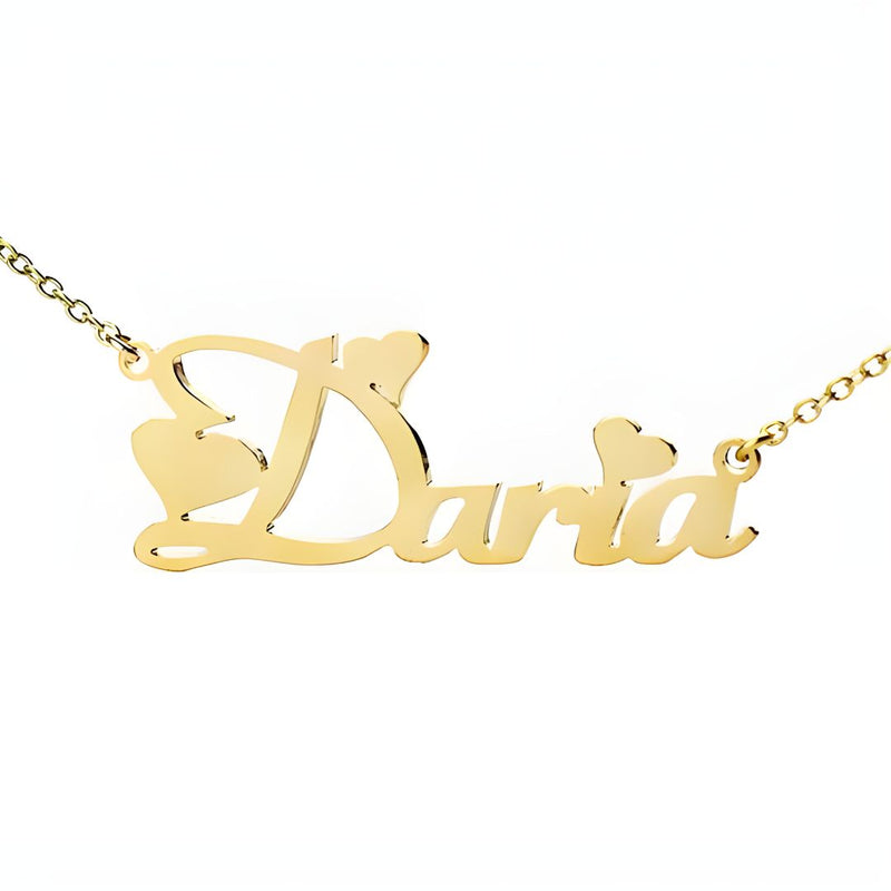 Love Heart Personalised Name Necklace - 18k Gold Plated